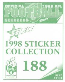 1998 Select AFL Stickers #188 Robert Powell Back